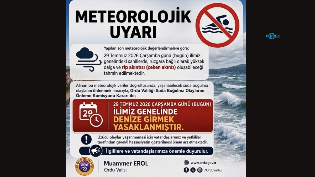 Ordu Valiliği’nden kritik uyarı: Denize girmek bir gün süreyle yasaklandı