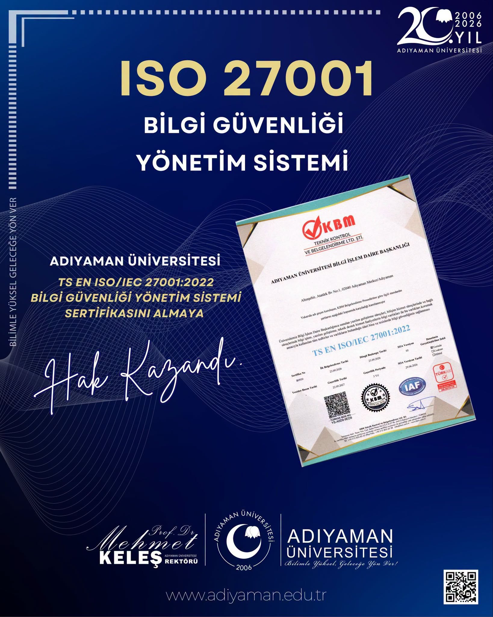 Adıyaman Üniversitesi ISO 27001 Belgesi Almaya Hak Kazandı
