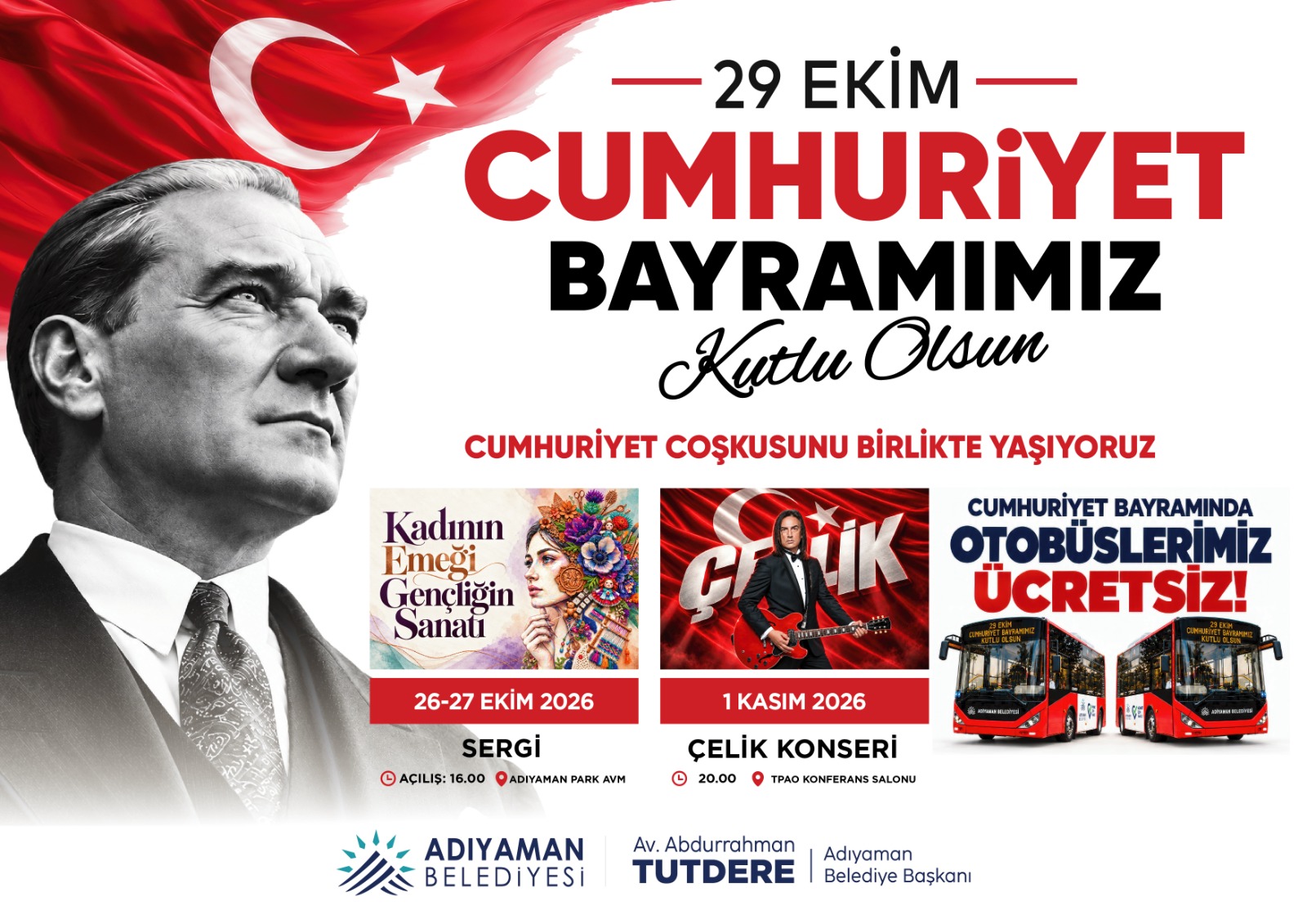 Adıyaman Belediyesi 29 Ekim Cumhuriyet Bayramı Kutlama İlanı