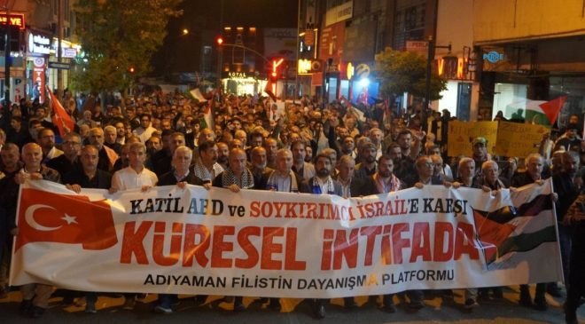 Adıyaman’da Aksa Tufanı’nın 3. yılı yürüyüşü: ‘Mekke İttifakı’nın göbeğine Gazze’yi koyalım’  – Videolu Haber